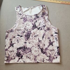Balance Collection Floral Purple Crop Top Tank Size Large